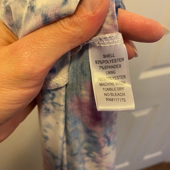 2 FOR $20 Cynthia Rowley Purple Blue Tie Dye Maxi Dress V Neck Smocked Slit XS - Picture 5 of 5